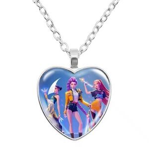 K-Pop Silver Heart Bubble Necklace with Colorful Design